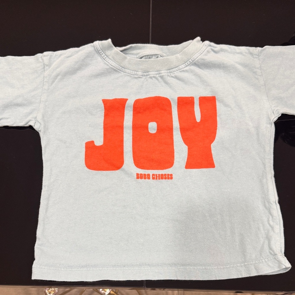 Bobo Choses Light Blue Tee with Orange JOY Print